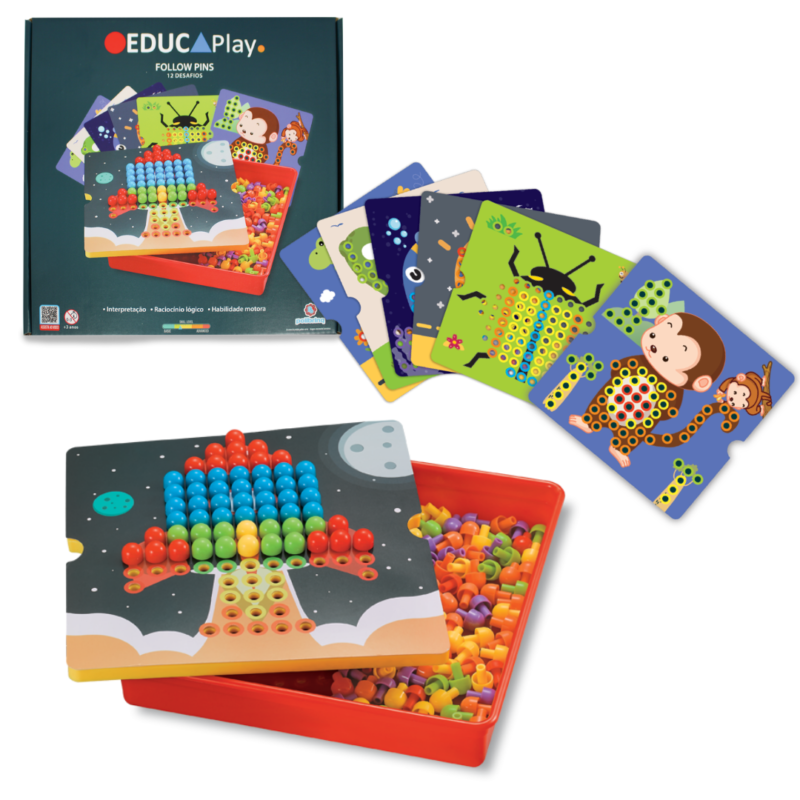 Jogo de Tabuleiro Infantil Educativo Follow Pins Pedagógico – Loja ...