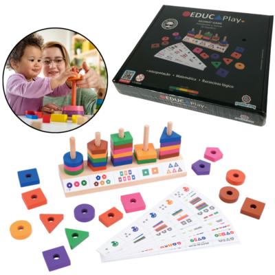 Jogo Madeira Educativo Pedagógico Infantil Forma Geométrica