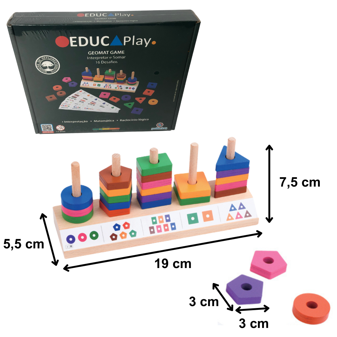 Jogo Madeira Educativo Pedagógico Infantil Forma Geométrica - Imagem 2