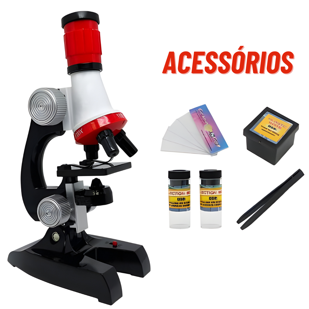 Microscópio Educacional Didático Óptico De 100 A 1200x Kit - Imagem 2
