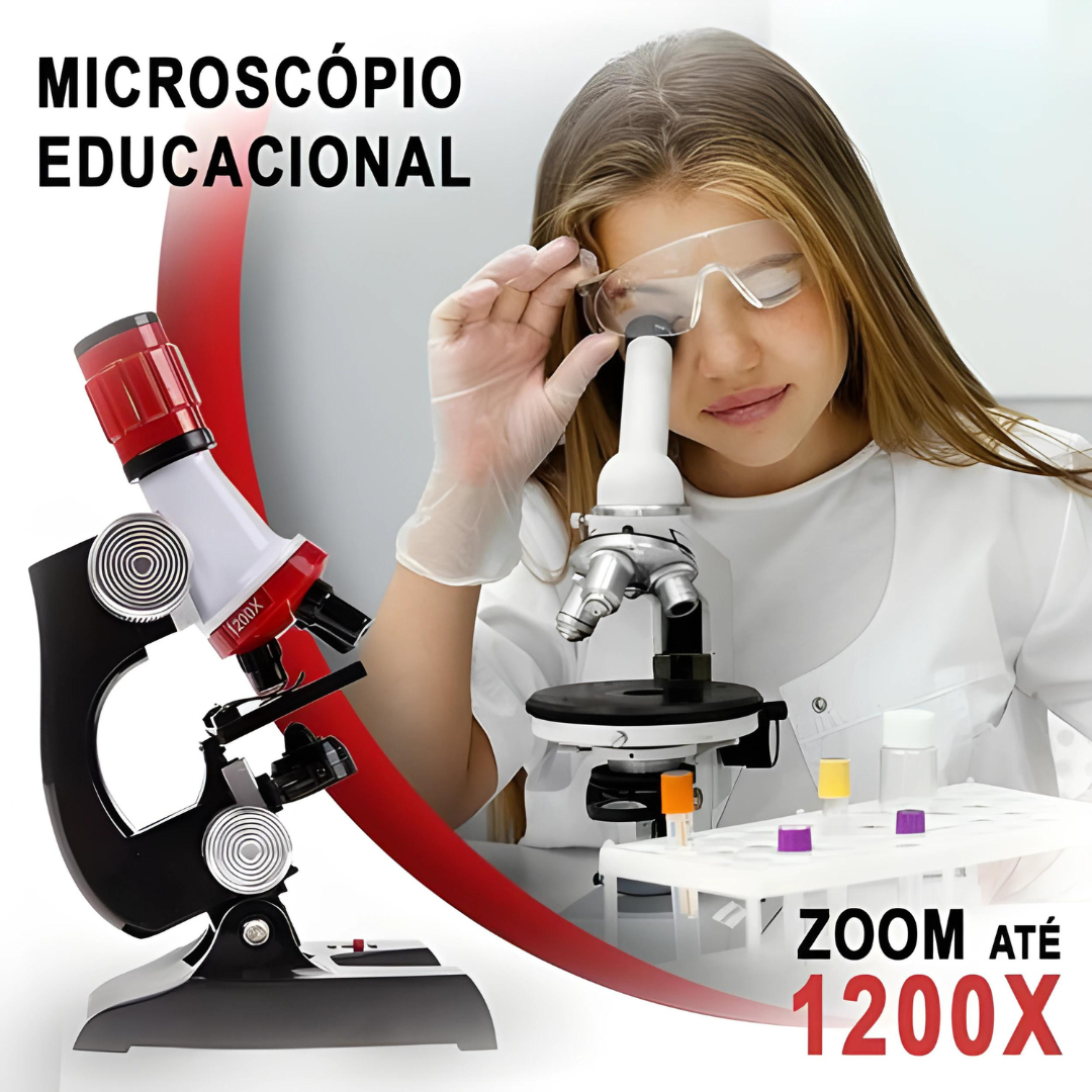 Microscópio Educacional Didático Óptico De 100 A 1200x Kit - Imagem 6