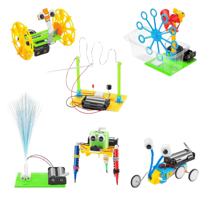 Montagem de brinquedos robôs 6 em 1