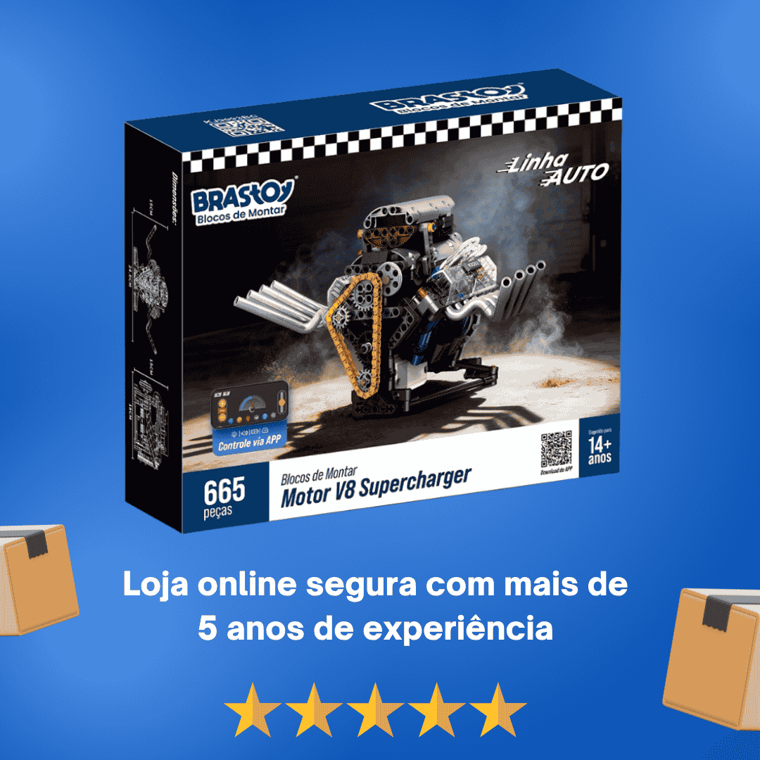 Kit de Robótica - Motor V8 SC Linha AUTO - Conjunto de Blocos de Construção 665 peças