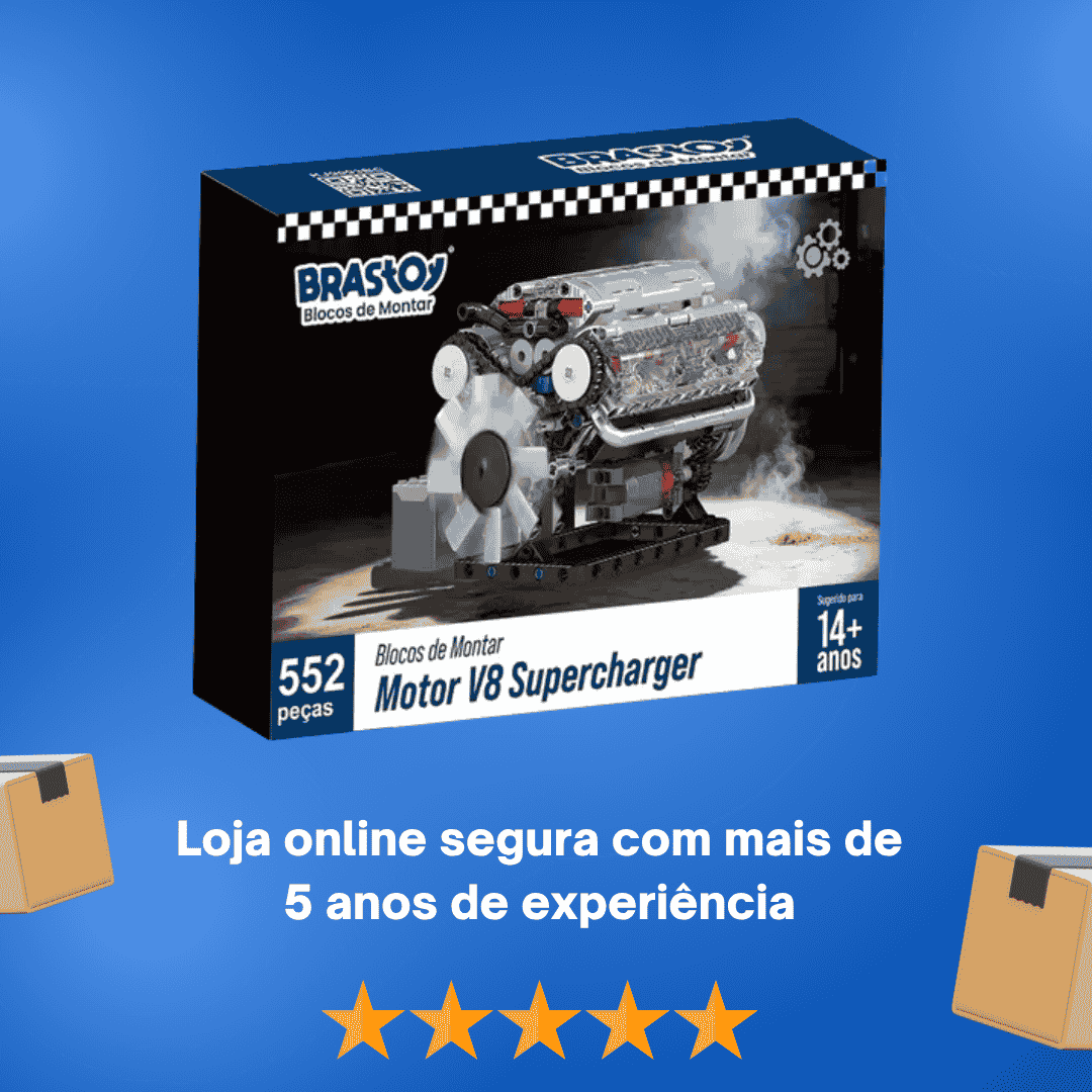Kit de Robótica - Motor V8 Supercharger - Conjunto de Blocos de Construção 552 Peças