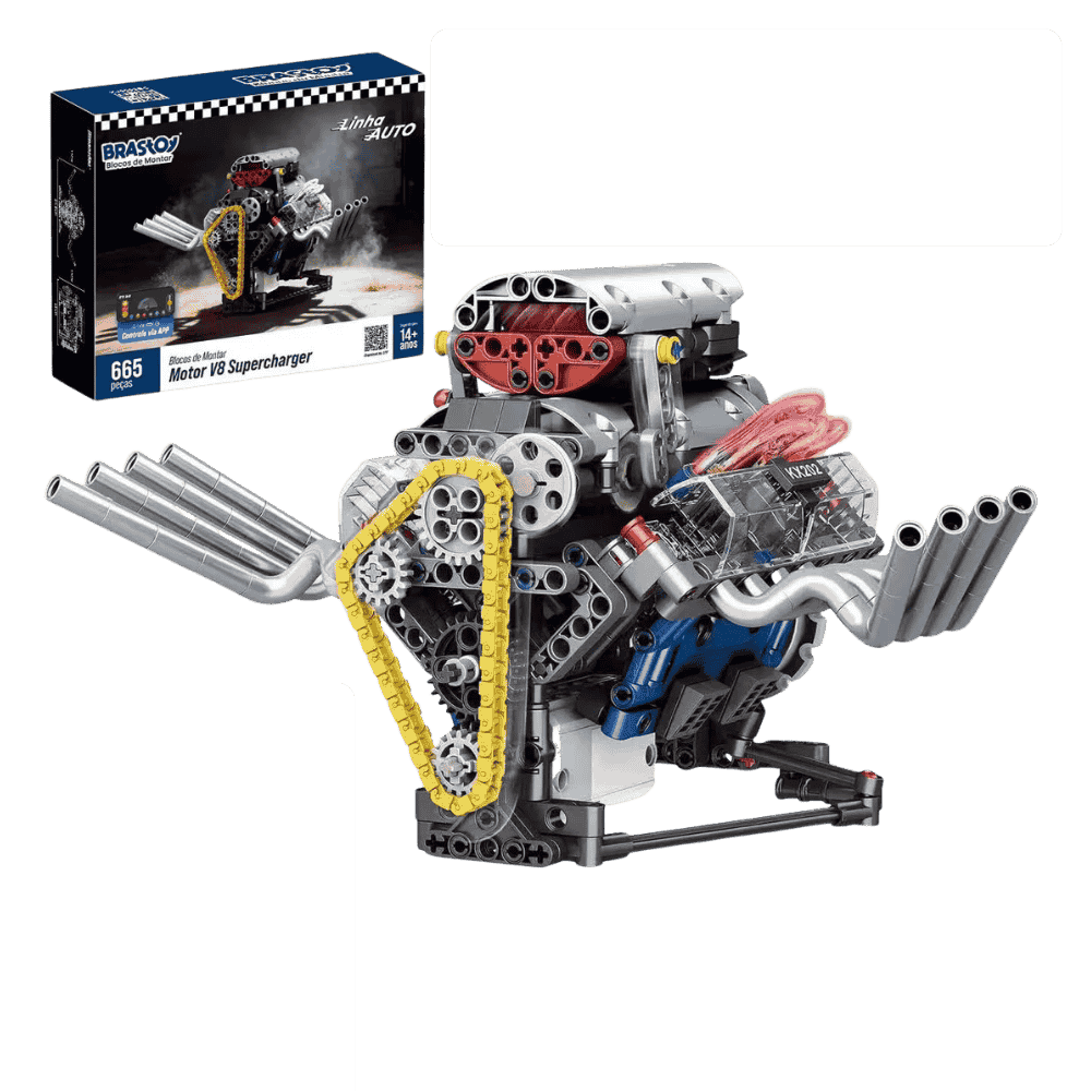 Kit de Robótica - Motor V8 SC Linha AUTO - Conjunto de Blocos de Construção 665 peças