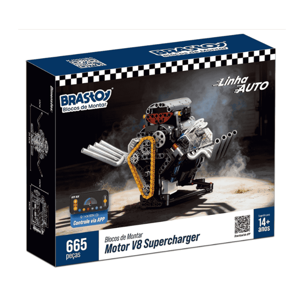 Kit de Robótica - Motor V8 SC Linha AUTO - Conjunto de Blocos de Construção 665 peças