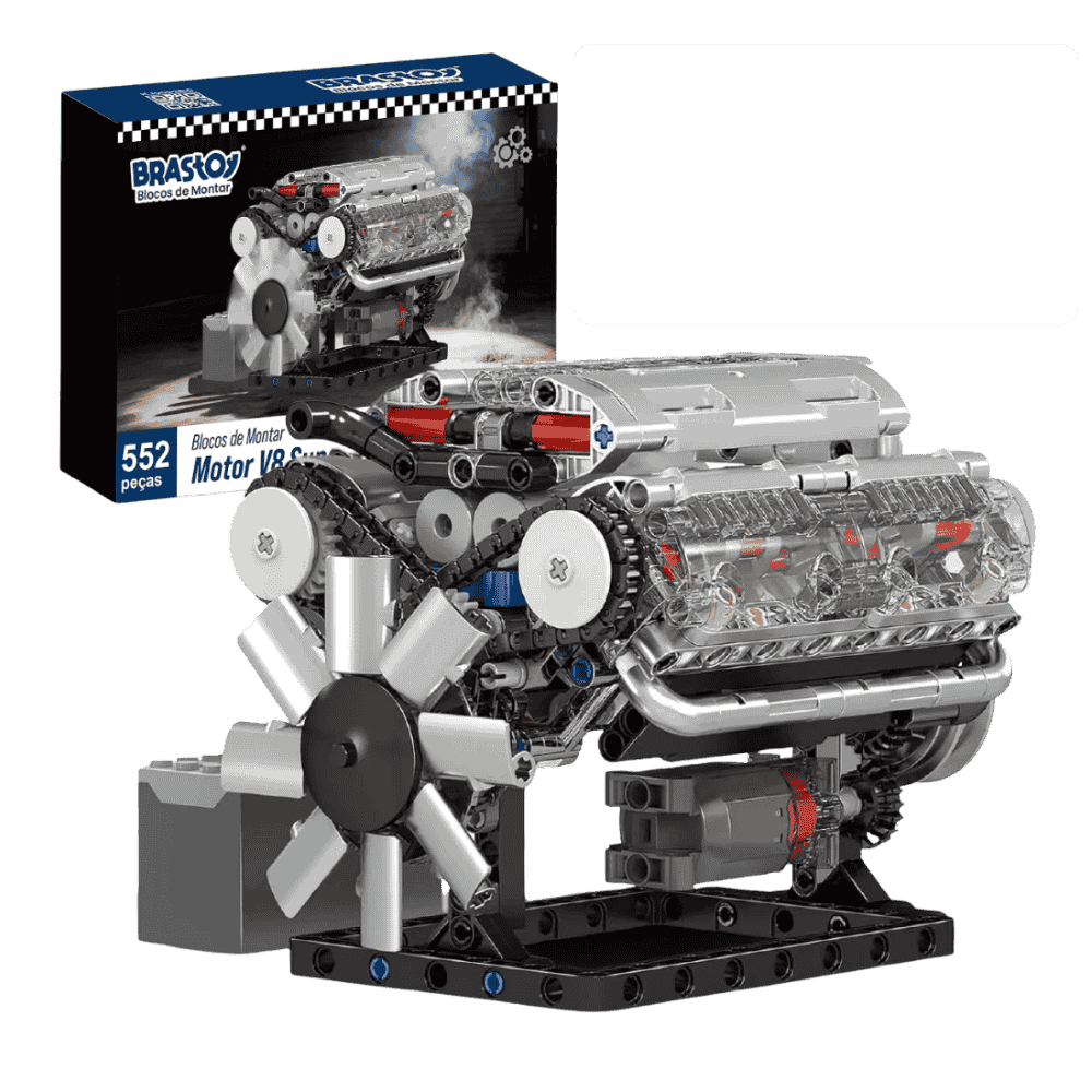 Kit de Robótica - Motor V8 Supercharger - Conjunto de Blocos de Construção 552 Peças