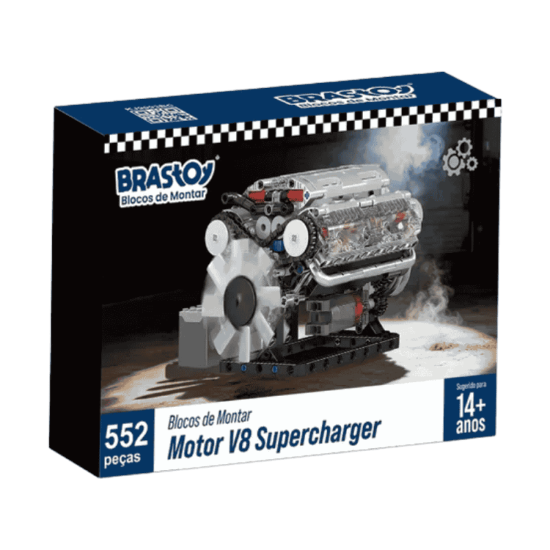 Kit de Robótica - Motor V8 Supercharger - Conjunto de Blocos de Construção 552 Peças