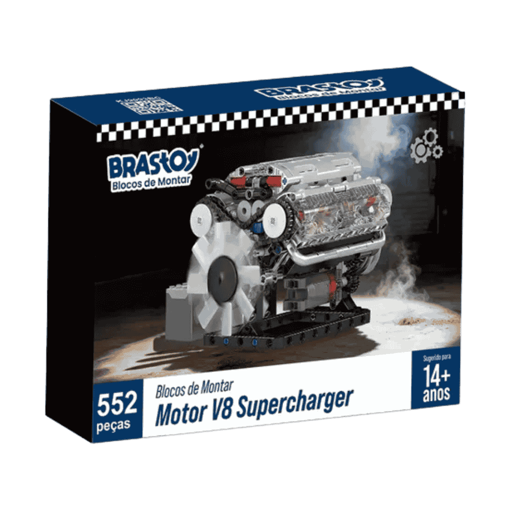 Kit de Robótica - Motor V8 Supercharger - Conjunto de Blocos de Construção 552 Peças